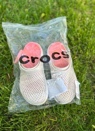 Кроксы crocs literide бежевые женские сабо  / шлепанцы4 фото