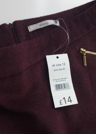 Утепленная юбка мини цвета марсала с содержанием шерсти6 фото