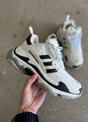 Adidas x balenciaga triple s white/black1 фото