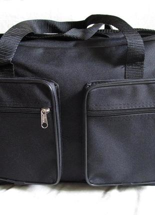 Мужская сумка через плечо дорожная крепкая и вместительная а4+ черная5 фото