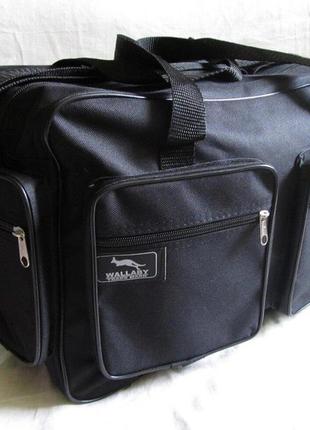 Мужская сумка через плечо дорожная крепкая и вместительная а4+ черная4 фото
