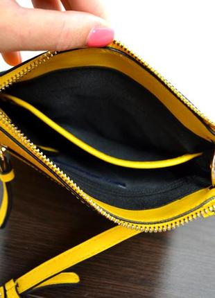 Повседневная сумка желтая с длинным ремешком2 фото