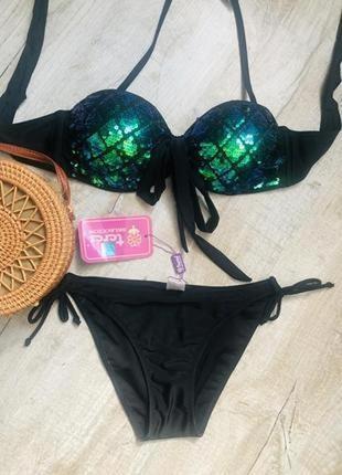 Купальник пайетки пайетки блестки блестящий щикарный модный трендовый хит красивый пуш ап5 фото