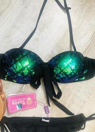Купальник пайетки пайетки блестки блестящий щикарный модный трендовый хит красивый пуш ап4 фото