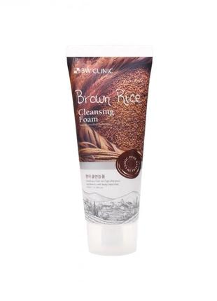 Пінка для вмивання з коричневим рисом 3w clinic brown rice cleansing foam