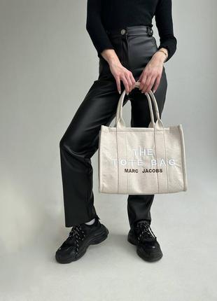 Сумочка marc jacobs tote bag textile light beige 9