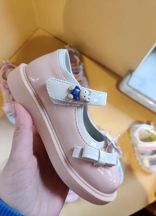 Туфельки лакові для дівчинки рожеві з бантиком дитячі туфлі 23-31 туфли на девочку bessky5 фото