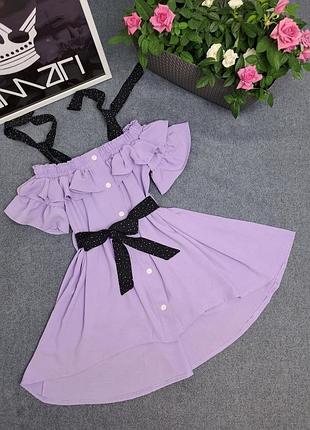 Сукня-сарафан з рюшами воланами на плечах для дівчинки