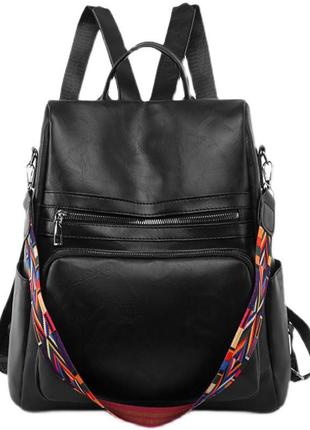 Жіночий рюкзак-сумка еко-шкіра 2009 black