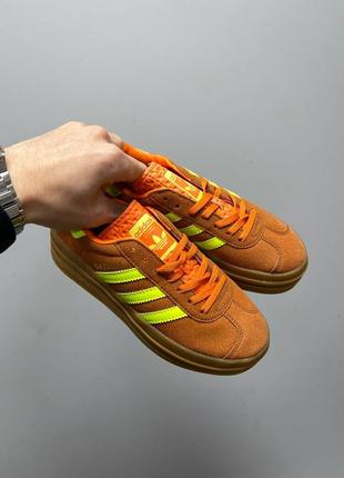 Adidas gazelle bold жіночі трендові масивні кеди висока платформа весна літо женские массивные кеды высокая подошва демисезон оранжевые помаранчеві2 фото