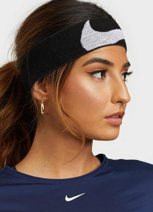 Nike logo knit elastic headband da7022 010 пов'язка на голову чорна унісекс оригінал бандана тіара1 фото