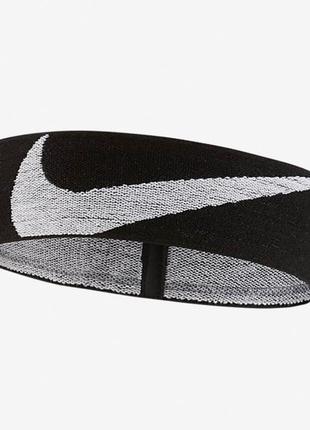 Nike logo knit elastic headband da7022 010 пов'язка на голову чорна унісекс оригінал бандана тіара2 фото