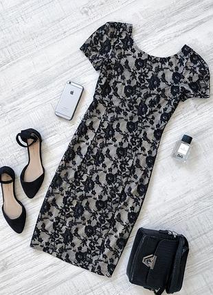 Чорне мереживне плаття міді topshop