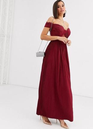 Плиссированное платье макси с кружевной вставкой asos design premium usk10(1)4 фото