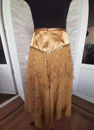 Сукня, костюм золотий зі спідницею, 46 розмір, м7 фото