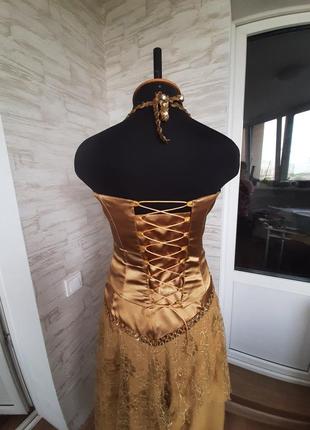 Сукня, костюм золотий зі спідницею, 46 розмір, м2 фото