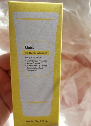 Увлажняющий солнцезащитный крем dear, klairs all-day airy sunscreen spf50+ pa++++ 50 мл 09.2025