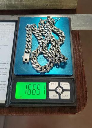 Серебряная цепь "панцирь" 166.5 гр с чернением4 фото