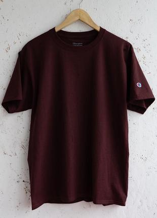 Бордовая базовая однотонная футболка без принта champion short sleeve maroon