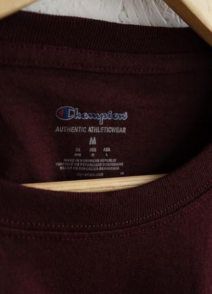Бордовая базовая однотонная футболка без принта champion short sleeve maroon2 фото