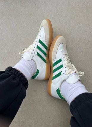 Кросівки кеди унісекс adidas жіночі чоловічі білі зелені мужские женские кеды кроссовки белые с зелёным4 фото