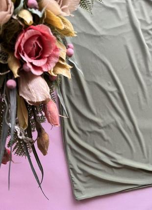 🫒оливковое облегающее юбка миди/ обтягивающая юбка цвета хаки со сборками/болотная юбка меди🫒5 фото