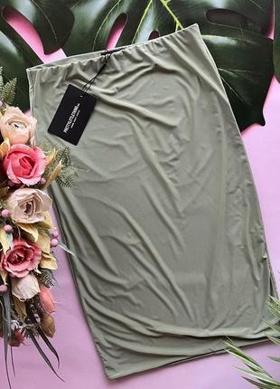 🫒оливковое облегающее юбка миди/ обтягивающая юбка цвета хаки со сборками/болотная юбка меди🫒4 фото