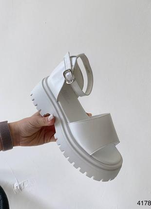 Босоножки женские кожаные белые сандали из натуральной кожи