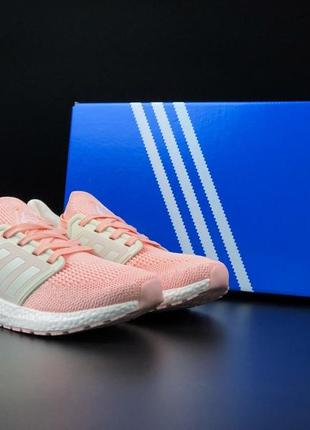 Женские кроссовки adidas boost розовые с белым2 фото