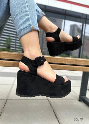 ❤️ босоножки замшевые еа танкетке