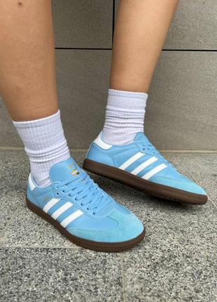 Adidas samba блакитні жіночі кросівочки кеди весна літо демісезон женские кроссовки кеды голубые демисезонные4 фото