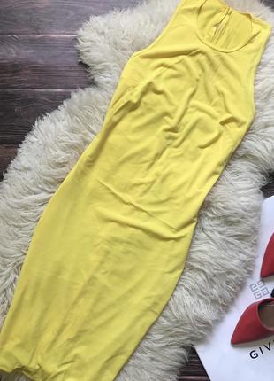 Яркое желтое платье миди на молнии2 фото