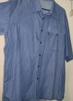 Летняя джинсовая мужская рубашка большого размера2 фото