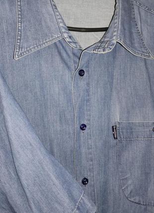 Летняя джинсовая мужская рубашка большого размера3 фото