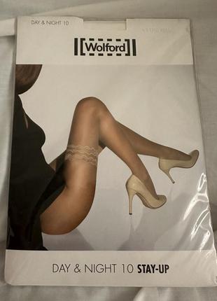 Чулки wolford белые 10 den размер хс1 фото