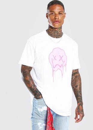 Футболка boohoo oversized drip face white