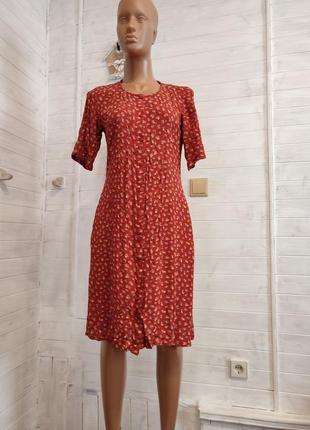 Красивое платье-халатиком  dn shop из вискозы, 2 кармашка xs-m1 фото