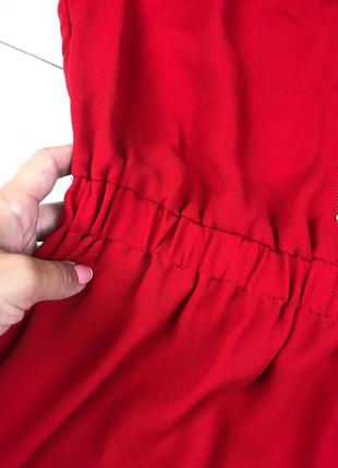 Легкое платье-мини zara basic сочного красного цвета4 фото