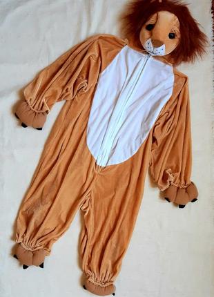 Велюровый карнавальний унисекс костюм кигуруми лев львенок на 4-7 лет3 фото