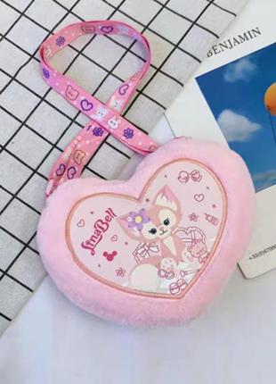 Дитяча сумка для дівчинки подарунок сумочка пухнаста серце рожева