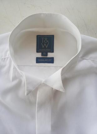 Белая рубашка под запонки и бабочка р.15-385 фото