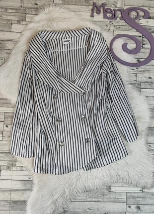 Жіноча блуза gracja біла з сірою смужкою на гудзиках рукав три чверті  розмір 46 м