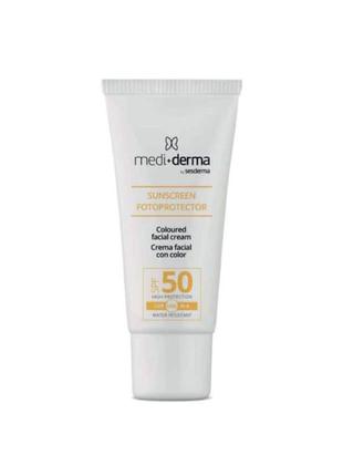 Тональний сонцезахисний крем medi+derma facial cream spf50 photoprotection with color 30 мл