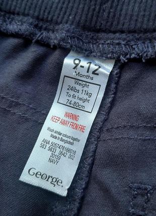 Синие брюки george jeans 9 10 11 12 мес 100% хлопок девочк штаны джинс малышка брюки4 фото