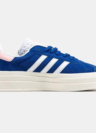 Adidas gazelle bold жіночі трендові масивні блакитні кеди висока платформа весна літо женские массивные синие голубые кеды высокая подошва демисезон7 фото