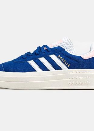 Adidas gazelle bold жіночі трендові масивні блакитні кеди висока платформа весна літо женские массивные синие голубые кеды высокая подошва демисезон3 фото