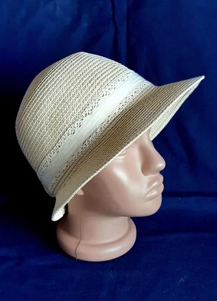 Шляпа панама с кружевной лентой соломка на обхват головы 55-57 см1 фото