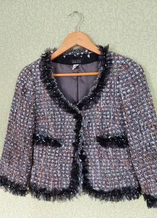 Жакет в стиле chanel укороченный твидовый пиджак