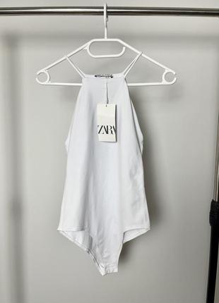 Белый боди на тонких бретелях zara2 фото