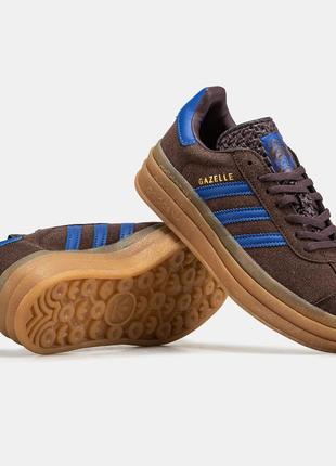 Adidas gazelle bold жіночі масивні блакитні коричневі кеди висока платформа весна літо женские массивные синие коричневые кеды высокая подошва деми2 фото